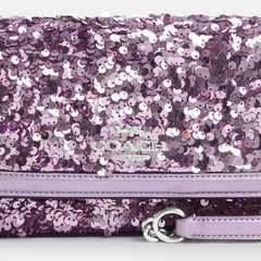 BANDOLERA CON SOLAPA PLATEADA/LILA