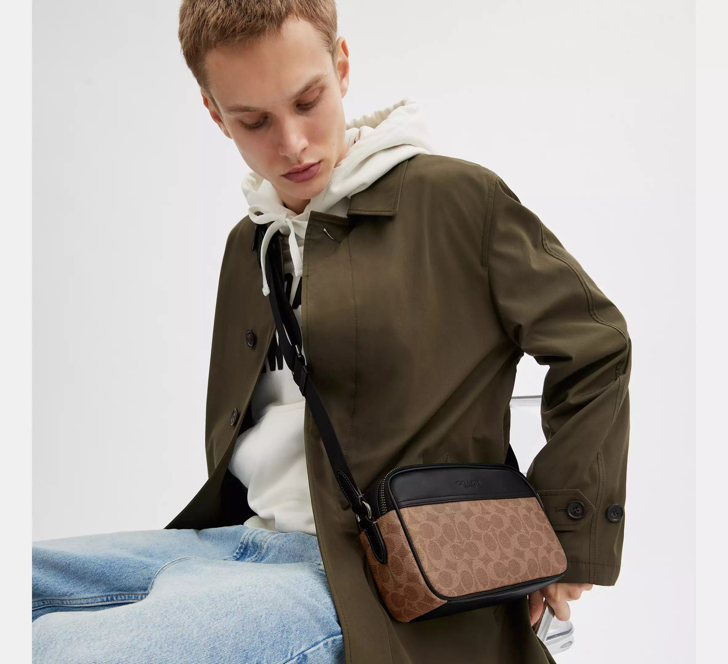 CROSSBODY COACH GRAHAM SIGNATURE CANVAS CAQUI